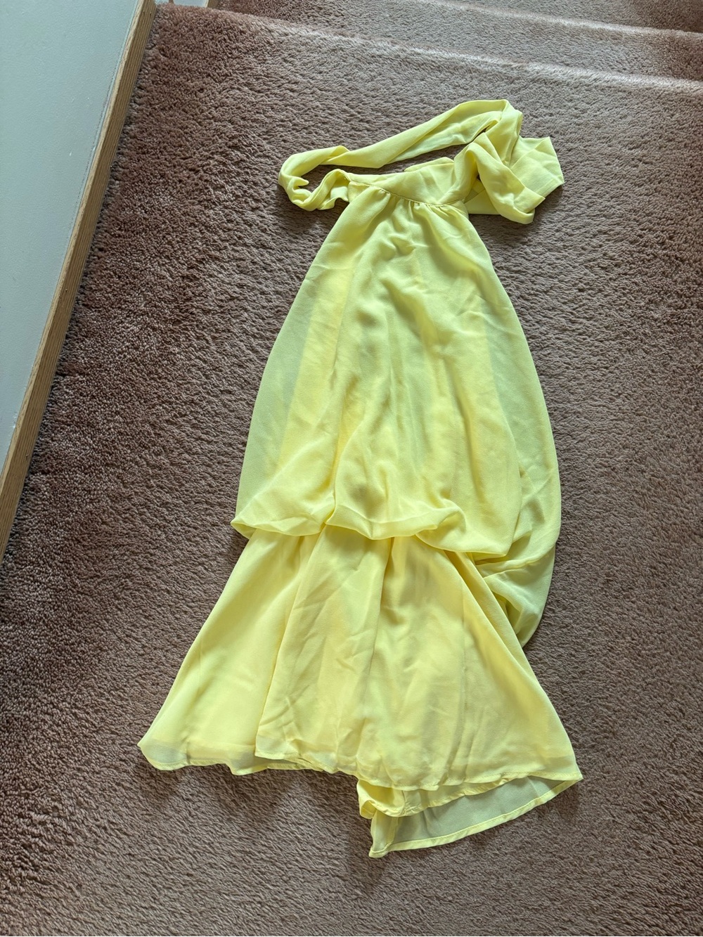 NEW Yellow Chiffon Halter Maxi Spring Dress